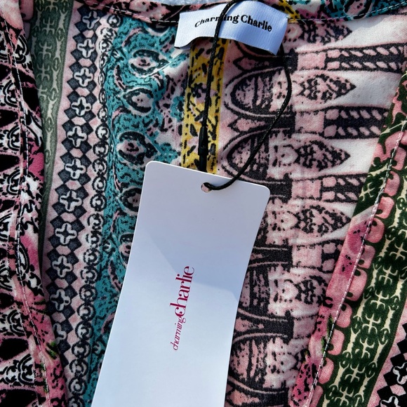 NWT Charming Charlie Lace Trimmed Pink Blush Dress 3/4 sleeve Sz. Small - Picture 5 of 11